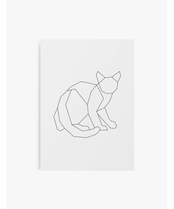 Cuadro Gato Geométrico Lineal | Be Minimal