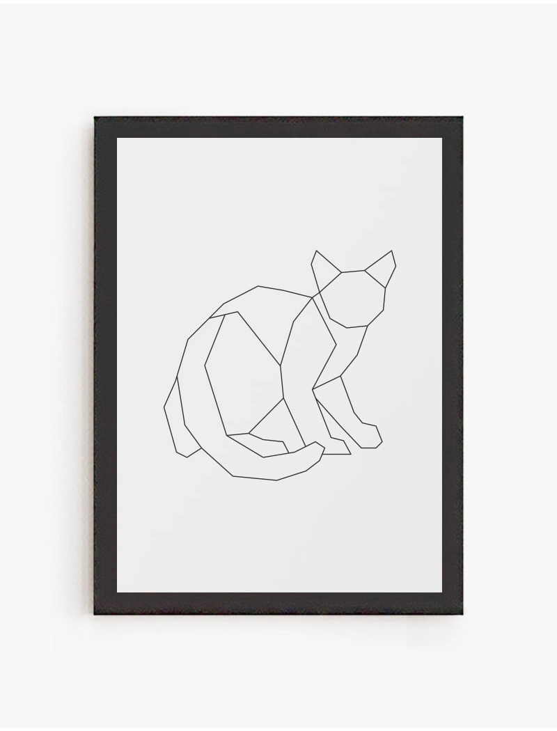 Cuadro Gato Geométrico Lineal | Be Minimal
