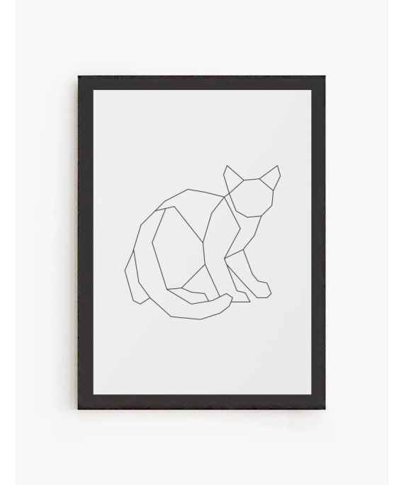 Cuadro Gato Geométrico Lineal | Be Minimal