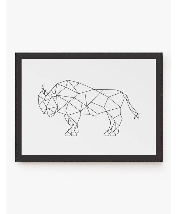 Cuadro Bisonte Geométrico Lineal | Be Minimal