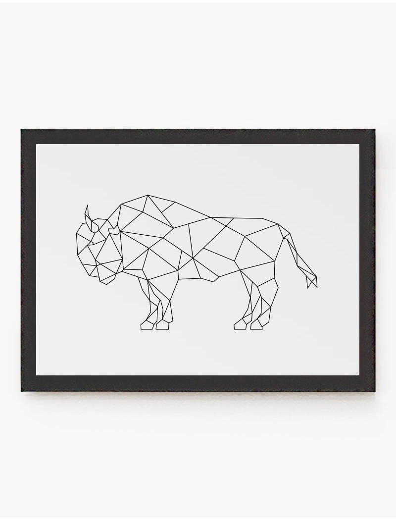 Cuadro Bisonte Geométrico Lineal | Be Minimal