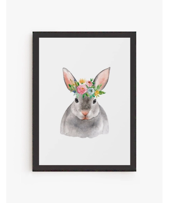 Cuadro Conejito Flores | Be Minimal