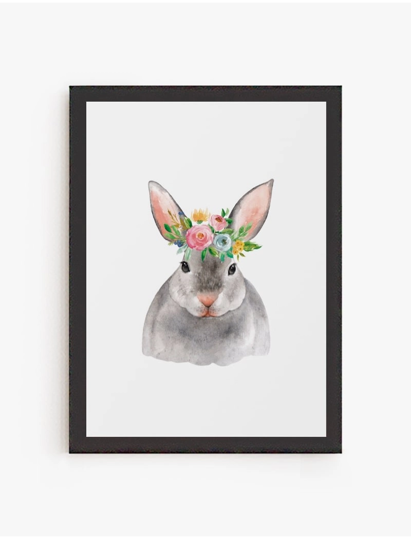 Cuadro Conejito Flores | Be Minimal