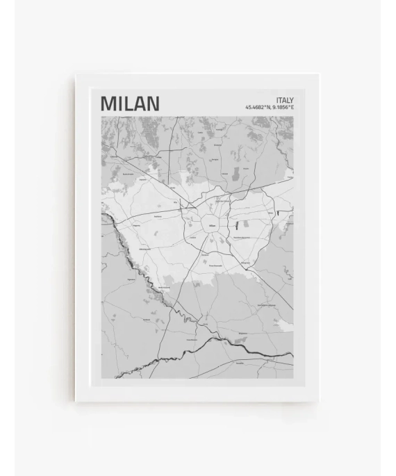 Cuadro Mapa Milan| Be Minimal