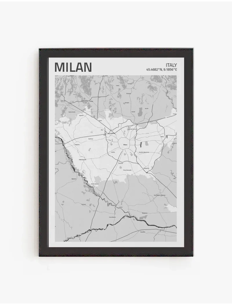 Cuadro Mapa Milan| Be Minimal