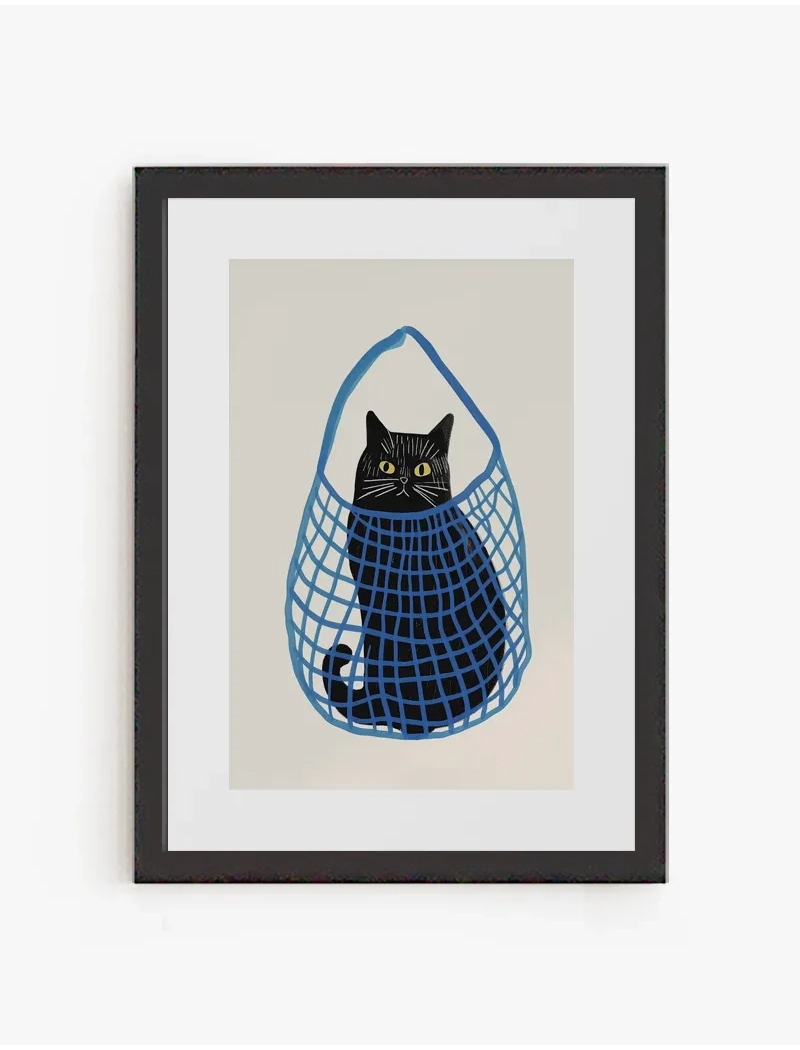 Cuadro El Gato y la Bolsa Azul | Be Minimal