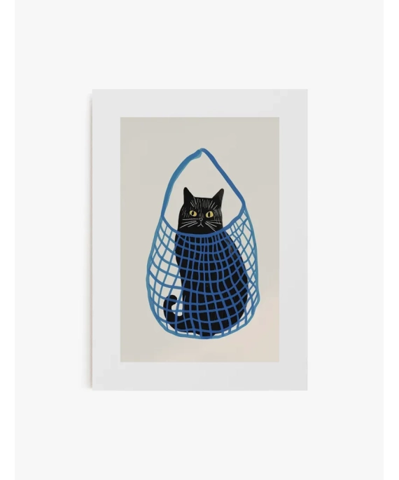 Cuadro El Gato y la Bolsa Azul | Be Minimal